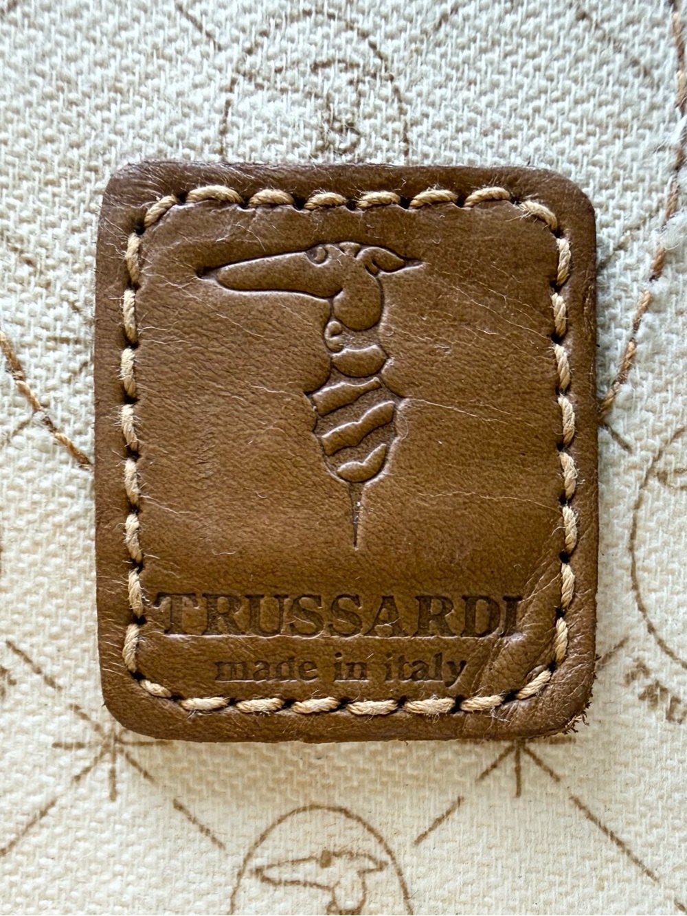 TRUSSARDI 1911 MILANO Vintage Italian Greyhound Tote Bag w/ Pouch Made in ITALY - Picture 13 of 16